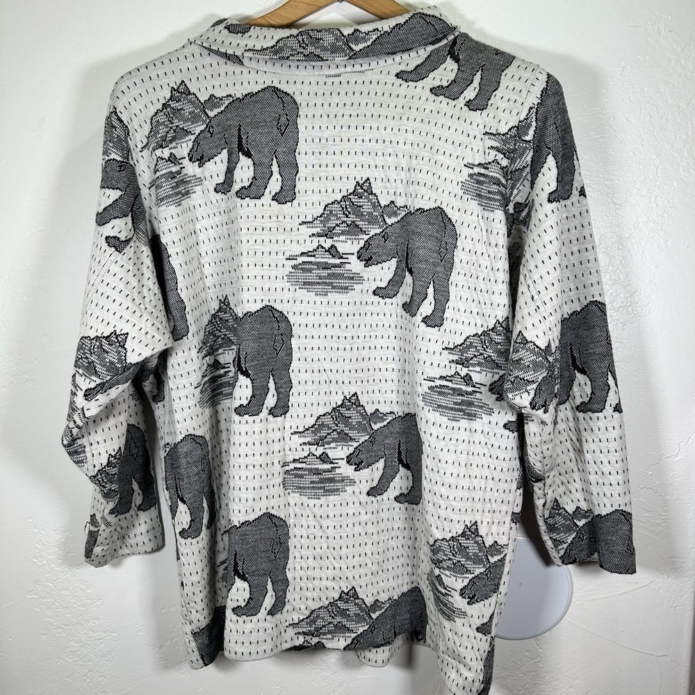 Vintage Bear Outdoor Pullover‎ Sweater L White Black 80/90s Knit Mountain USA